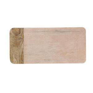Pink 16.5 in. L Marble and Mango Wood Cheese Board