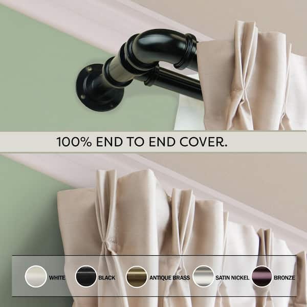 1 inch Pipe Double Blackout Curtain Rod 120-170 inch-Black (3pcs)