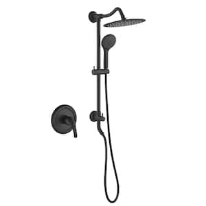 2-Spray Multi-Function Wall Bar Shower Kit with Hand Shower in Matte Black (Valve Included)