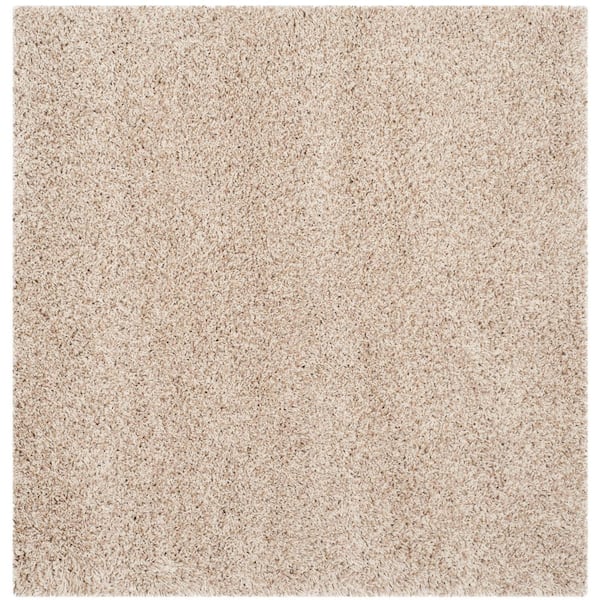 California Shag 11 ft. x 11 ft. Square Beige Solid Flokati Area Rug