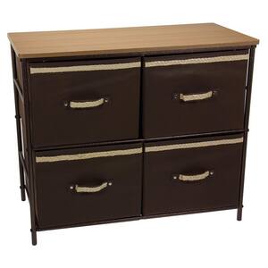 28.4 in. W x 24 in. H Bronze Pull-Out Fabric 4-Drawer Unit with Brown Drawers