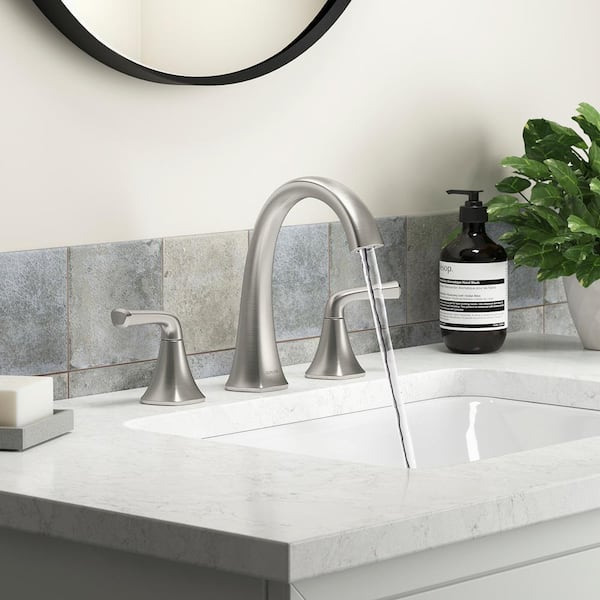 KOHLER Sundae 8 in. Widespread Double Handles Bathroom Faucet in Vibrant Brushed  Nickel K-R28797-4D-BN - The Home Depot