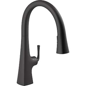 Graze Single-Handle Pull-Down Sprayer Kitchen Faucet with Response Technology in Matte Black