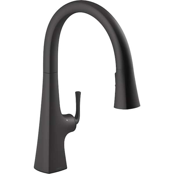 KOHLER Graze Single-Handle Pull-Down Sprayer Kitchen Faucet with Response Technology in Matte Black