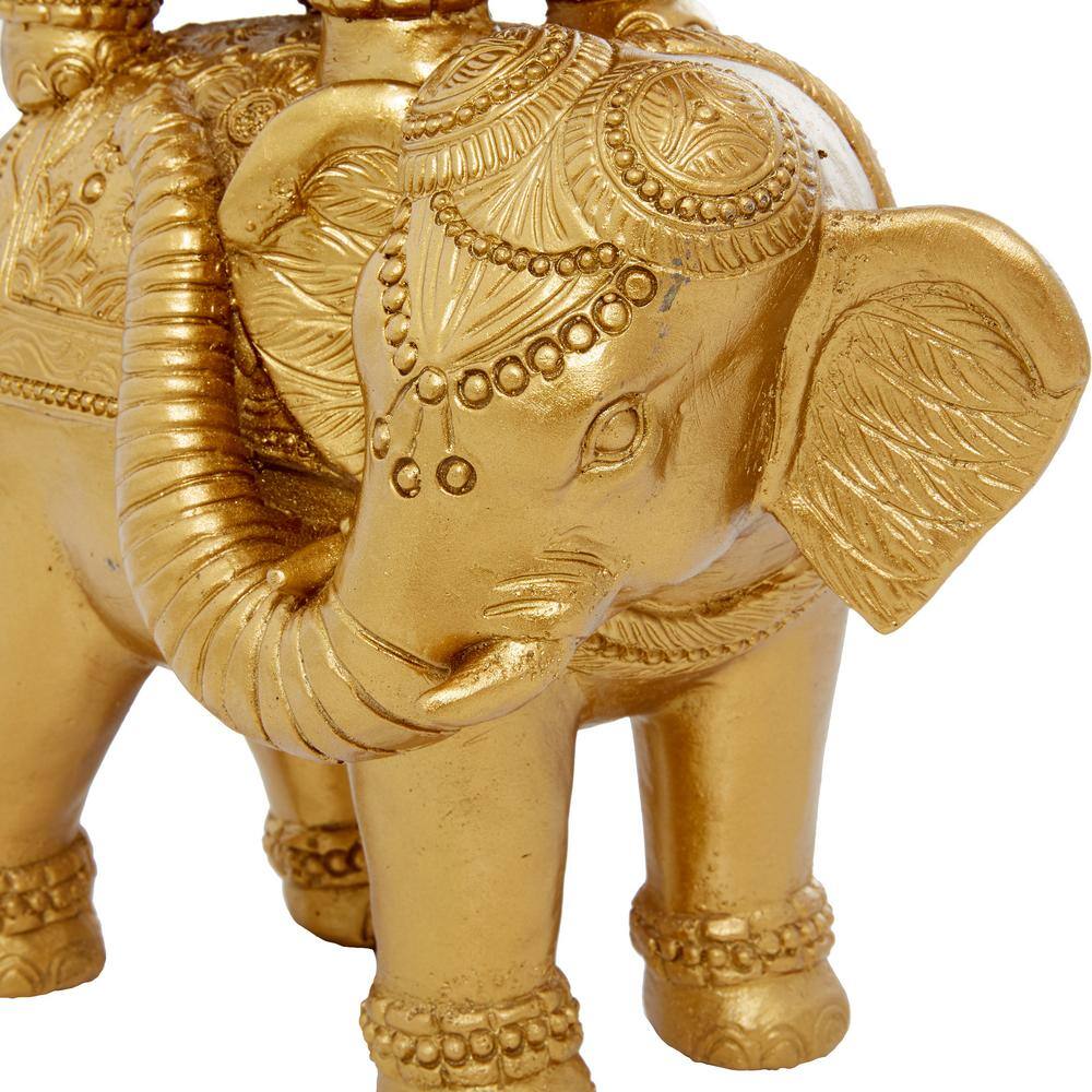 Elegant Gold Resin Elephant Sculpture 23" x 10" x 15"