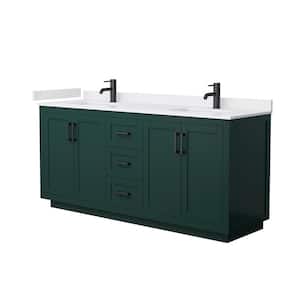Miranda 72 in. W x 22 in. D x 33.75 in. H Double Bath Vanity in Green with White Cultured Marble Top