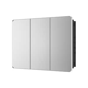 48 in. W x 32 in. H Rectangular Chrome Aluminum Alloy Framed Recessed/Surface Mount Medicine Cabinet with Mirror