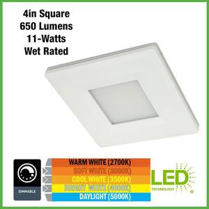 Ultra Slim 4 in. Square Canless Adjust Color Temp Integrated LED Recessed Light w/Night Light, Black Trim Opt (12-Pack)