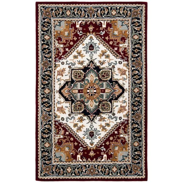 SAFAVIEH Heritage Ivory/Red 6 ft. x 9 ft. Border Floral Medallion