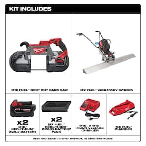 MX FUEL Lithium-Ion Cordless Vibratory Screed Kit with M18 FUEL Deep Cut Band Saw Kit