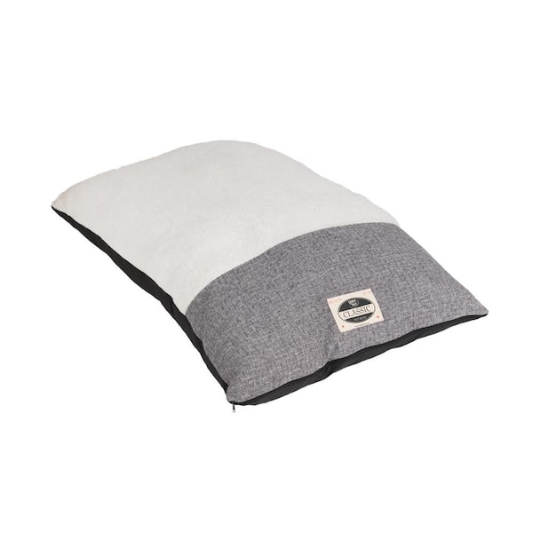 Happy Tails Medium 36x27 Linen Lounger Pet Bed Gray/White