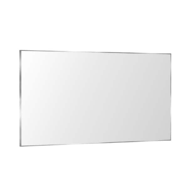 55 in. W x 30 in. H Aluminum Framed Rectangular Vanity Wall Mounted Mirror in Brushed Nichel