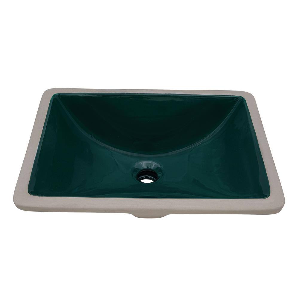 Emerald Green Rectangular Ceramic Undermount Bathroom Sink