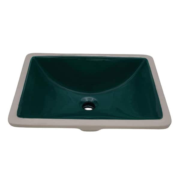 Ruvati Krona 16.5 in. Undermount Rectangular Bathroom Vanity Sink in Emereld Green Porcelain Ceramic with Overflow