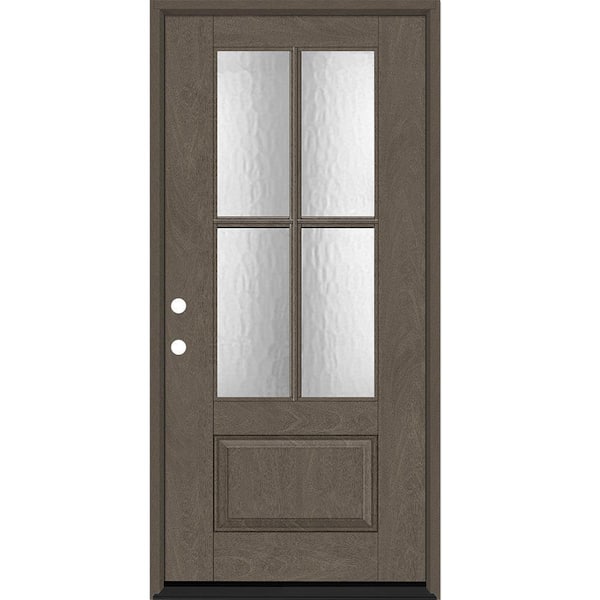 Regency 36 in. x 80 in. 3/4 Lite 4 SDL Oasis Decorative Glass RHIS Ashwood Stain Fiberglass Prehung Front Door