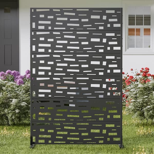 72 in. x 47 in. Black Outdoor Metal Privacy Screen Garden Fence
