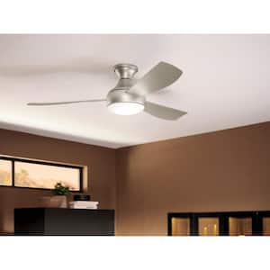 Ample 54 in. Integrated LED Indoor/Outdoor Brushed Nickel Dual Mount Ceiling Fan with Remote