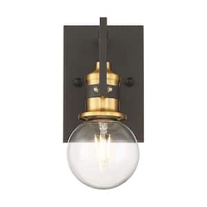 Intention 4.5 in. 1-Light Warm Brass and Black Vanity Light with No Shade