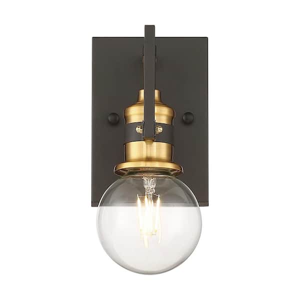 SATCO Intention 4.5 in. 1-Light Warm Brass and Black Vanity Light with No Shade