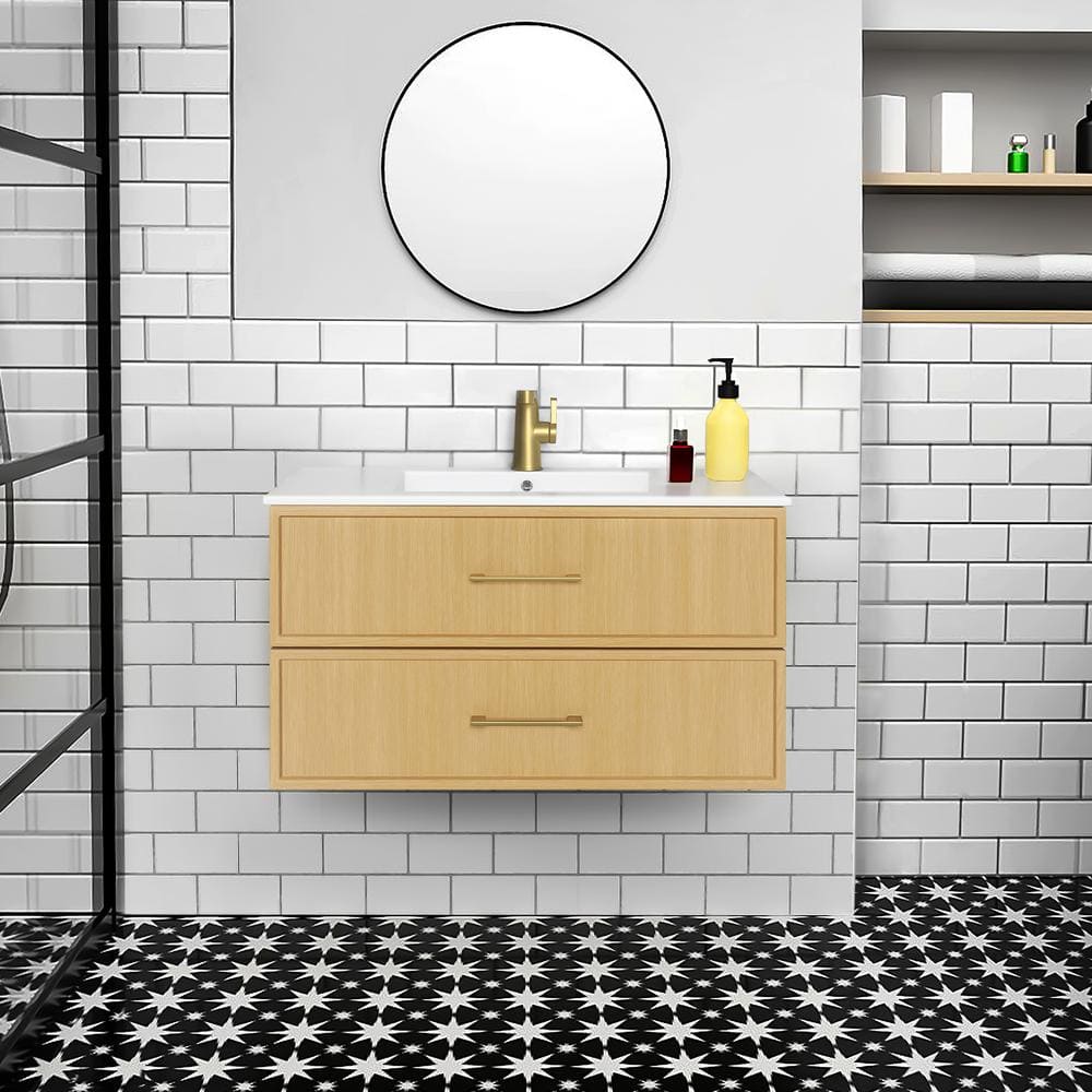Cassidy 36" Natura Wall-Mounted Vanity with Cultured Marble Top