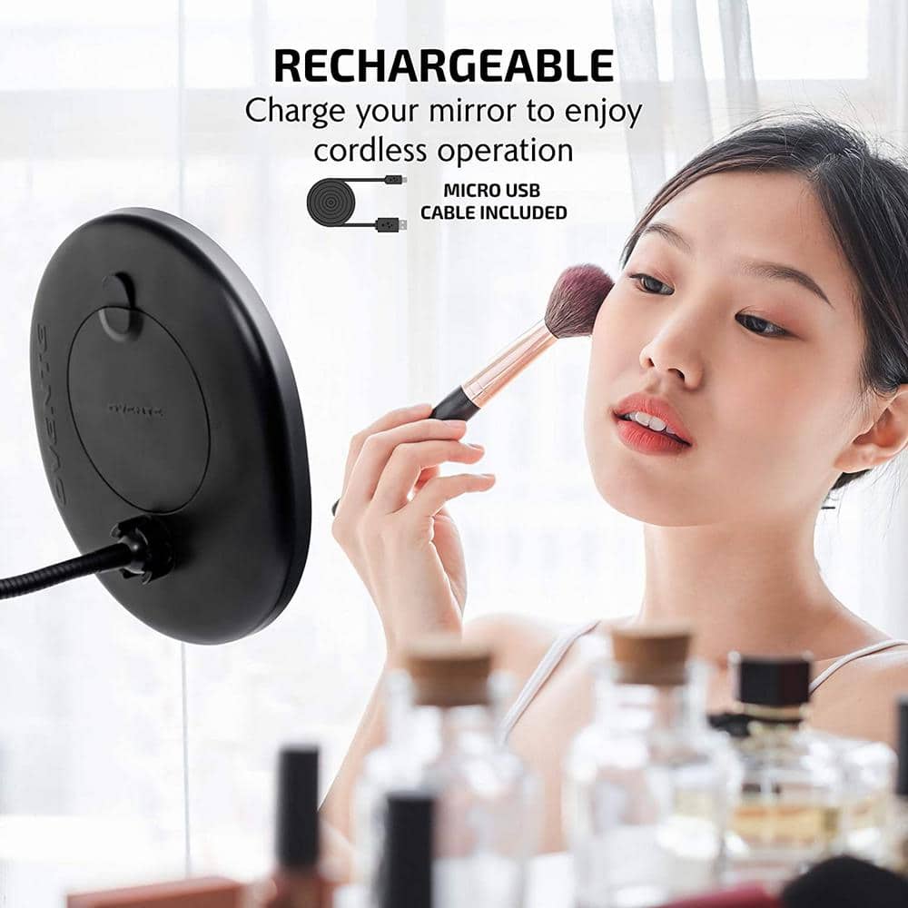 Antique Black Oval LED Wall Mounted Magnifying Mirror
