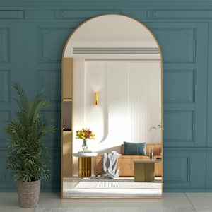 Classical 32 in. W x 71 in. H Oversized Mirror/Floor Mirror Hanging Wall or Standing for Bedroom Dressing Room in Gold