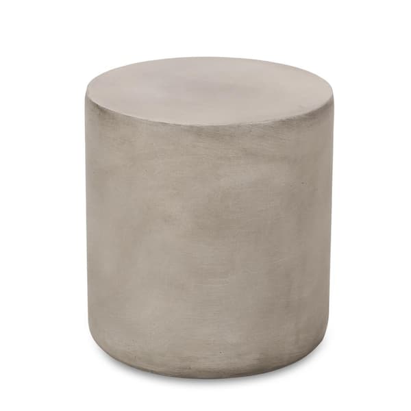 Unbranded Modern Lightweight Concrete Cylindrical Outdoor Side Table-Light Gray(15.75 in. W x 15.75 in. D x 16 in. H)-Ready to Use