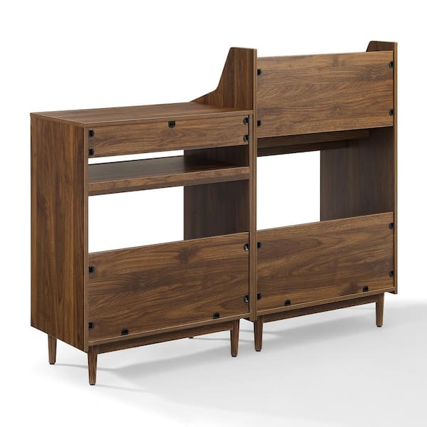 CROSLEY FURNITURE Liam Walnut 2-Piece Record Player Stand