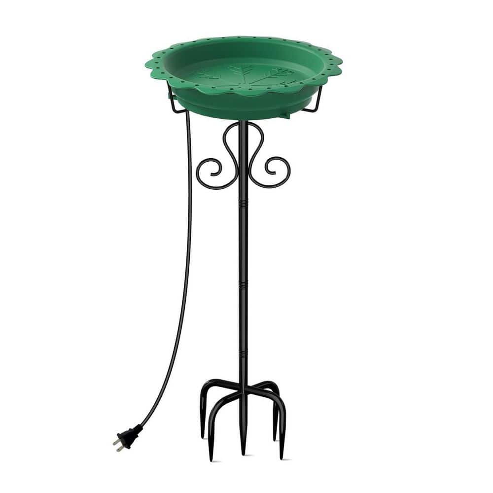 38 in. H 13.4 in. Dia Green Plastic 100W Heated Birdbath Bowl for Winter with 5-Prong Metal Base Thermostat Control price history on PriceWatchPro