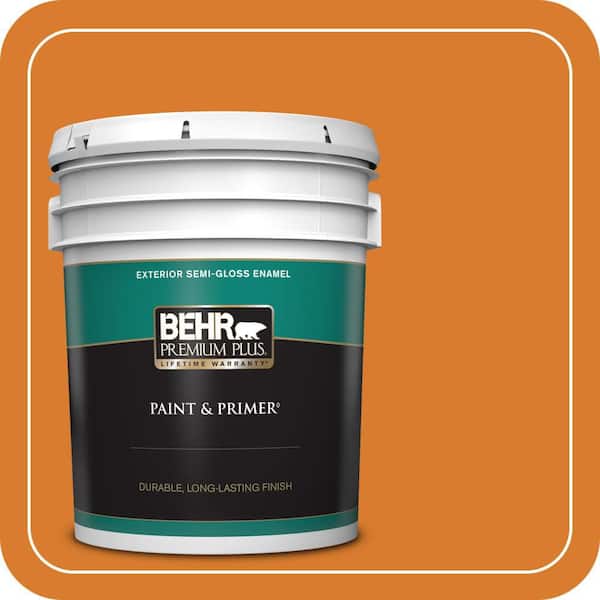 BEHR PREMIUM PLUS 5 gal. #270B-7 Bonfire Semi-Gloss Enamel Exterior Paint & Primer