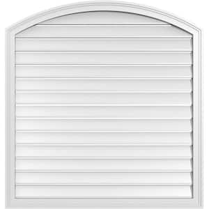 40 in. x 40 in. Arch Top Surface Mount PVC Gable Vent: Decorative with Brickmould Frame