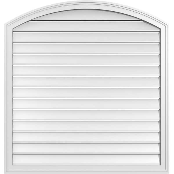 Ekena Millwork 40 in. x 40 in. Arch Top Surface Mount PVC Gable Vent: Decorative with Brickmould Frame