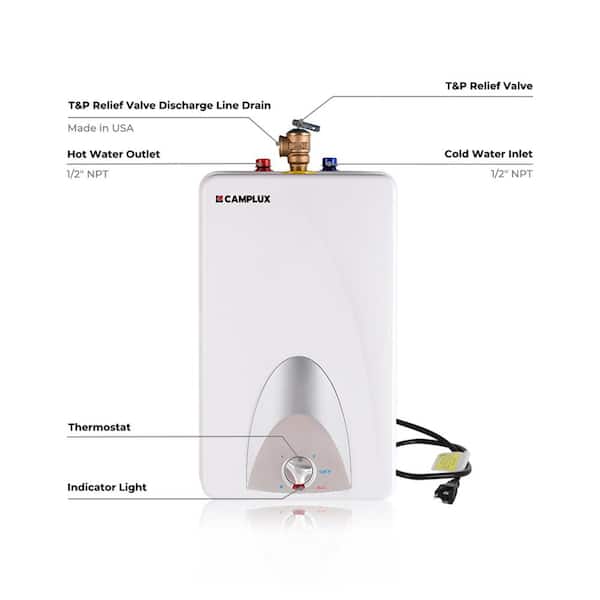 4 Gal. 120- Volt Compact Point of Use Mini Tank Electric Water Heater Element with 6-Years Warranty