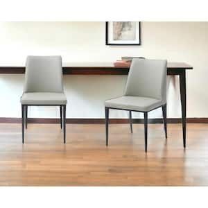 Light Grey Faux Leather And Metal Side Chair (Set Of 2)