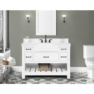 Wellford 49 in. W x 22 in. D x 35 in. H Single Sink Freestanding Bath Vanity in White with White Engineered Stone Top