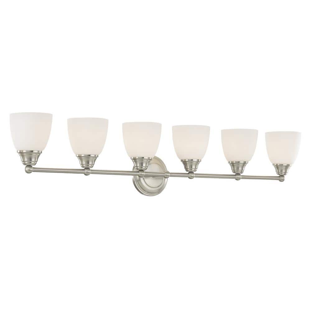 Somerville Brushed Nickel 6-Light Vanity with Satin Opal Glass