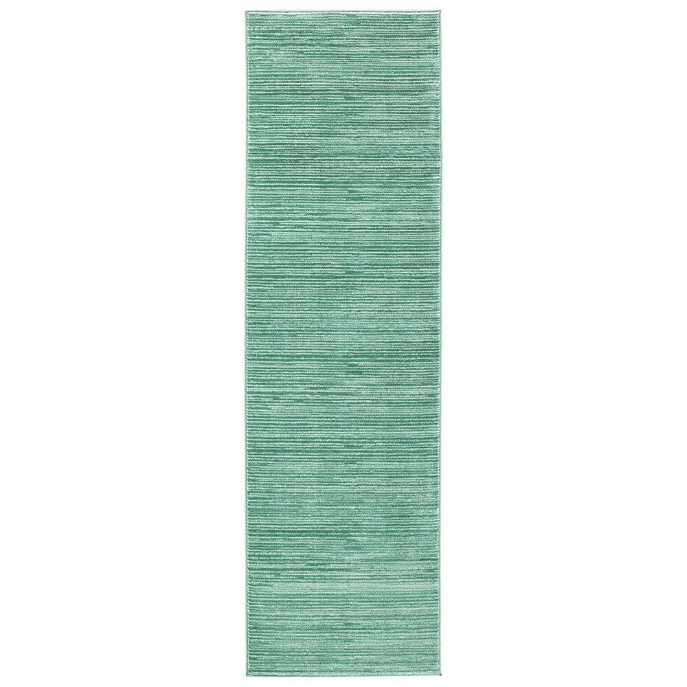 Light Green Polypropylene 2 ft. 2 in. x 8 ft. Solid Color Indoor Runner Rug