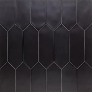 Russell Black 4 in. x 12 in. Matte Porcelain Picket Floor and Wall Tile (10.76 sq. ft./Case)