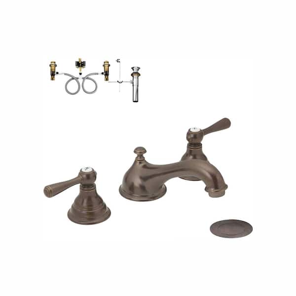 MOEN Kingsley 8 in. Widespread 2-Handle Low-Arc Bathroom Faucet Trim Kit with Valve in Oil Rubbed Bronze
