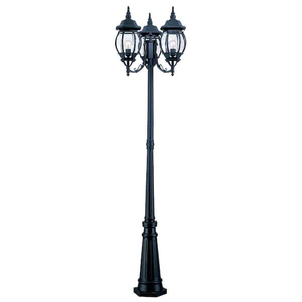 Acclaim Lighting Chateau 3-Head Matte Black Outdoor Surface-Mount Post Combination