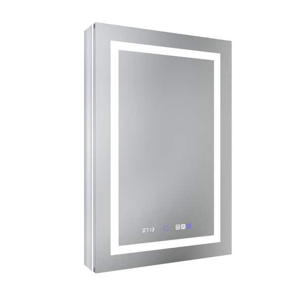 ANGELES HOME 24 in. W x 36 in. H Rectangular Aluminum Medicine Cabinet with Mirrored Door, 10X Magnifier