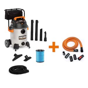 16 Gal. 6.5 Peak HP Stainless Steel Wet/Dry Shop Vac with Fine Dust Filter, 7 ft. Hose, 10 ft. Pro Hose and Accessories