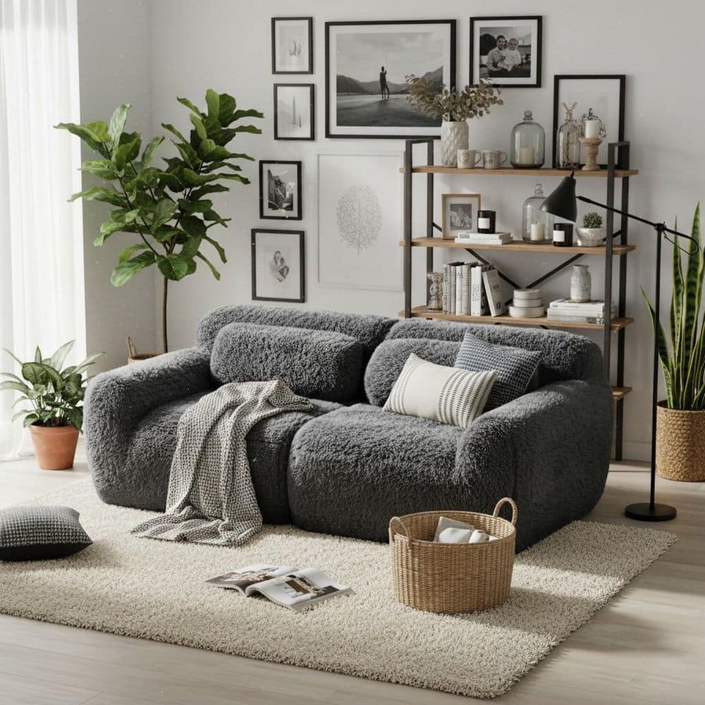 80.4 in. Armless 2-Seat Plush Modular Sectional Sofa with Non-Slip Base and No-Assembly Design in Slate Gray price history on PriceWatchPro