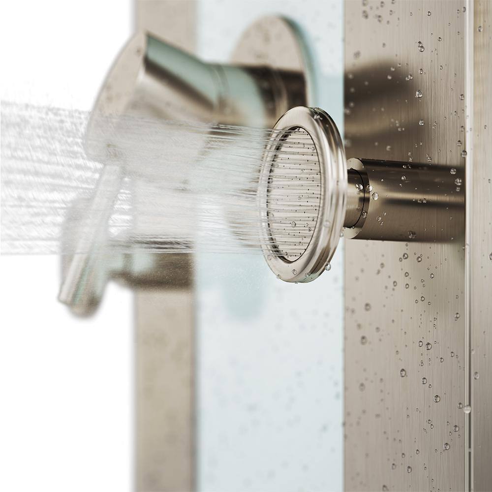 Tropicana White Glass ShowerSpa with Brushed Nickel Fixtures