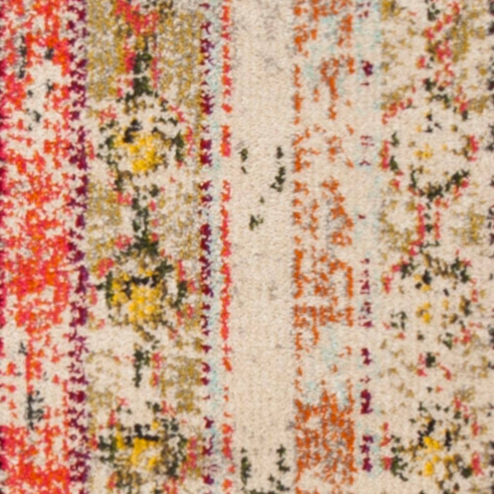 Light Grey and Multi Synthetic Boho Area Rug