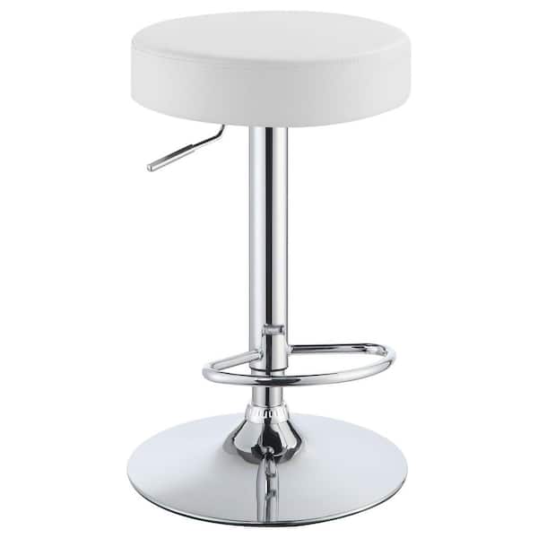 Ramses Chrome and White Metal Adjustable Bar Stool