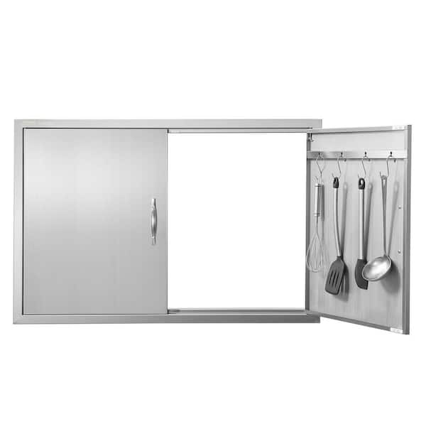 Double Outdoor Kitchen Door 39 in. W x 26 in. H BBQ Access Door Stainless Steel Flush Mount Door Wall Vertical Door