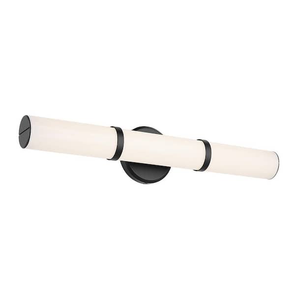 Rosh 24.25 in. Bath Bar Medium Vanity Light LED with White Glass in Black