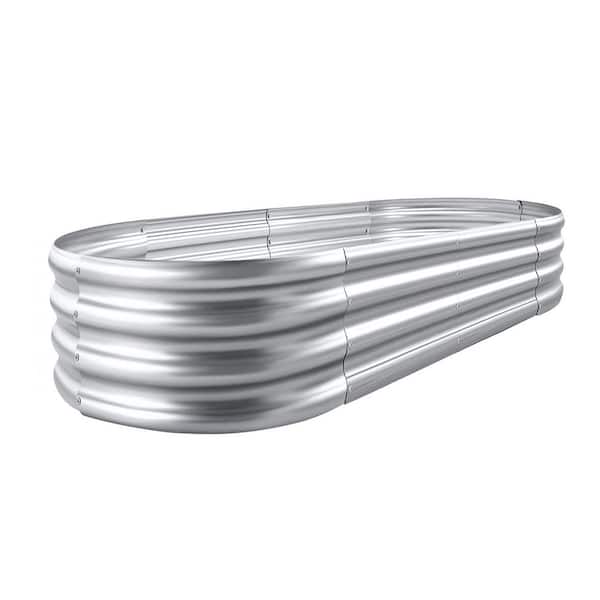 4 ft. x 2 ft. x 0.9 ft. Silver Outdoor Steel Raised Garden Bed, Planter Box for Vegetables, Flowers, Herbs, Plants