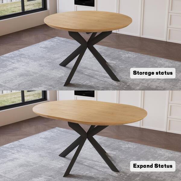 GOJANE Modern Oval Extendable MDF 59 in. Metal Cross Legs Dining